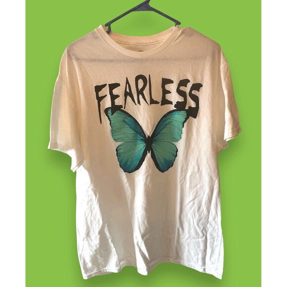 Fearless DOM Unisex Butterfly Short Sleeve Graphic T-Shirt Tee White Large - Picture 4 of 6